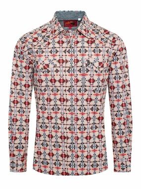 Rodeo and Men's Western Pearl Snap Aztec Print Shirt Size L